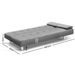 Artiss 3 Seater Fabric Sofa Bed - Grey