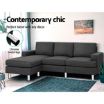 Artiss Sofa Lounge Set Couch Futon Corner Chaise Fabric 4 Seater Suite Dark Grey