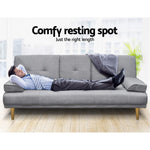 Artiss 3 Seater Fabric Sofa Bed - Grey