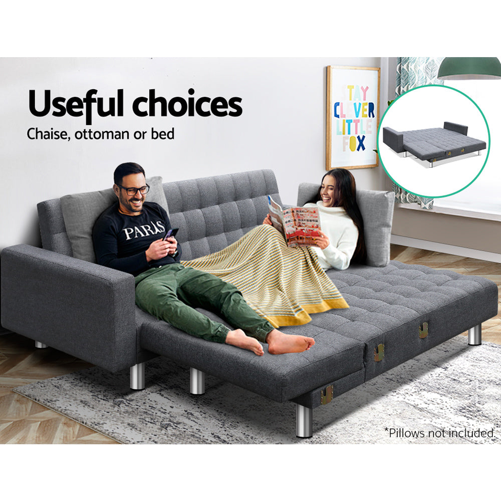 Artiss Modular Fabric Sofa Bed - Grey