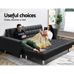 Artiss Modular PU Leather Sofa Bed - Black 