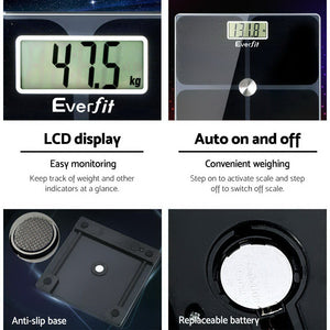 Everfit Electronic Digital Body Weight Scale Bathroom Scale-Black