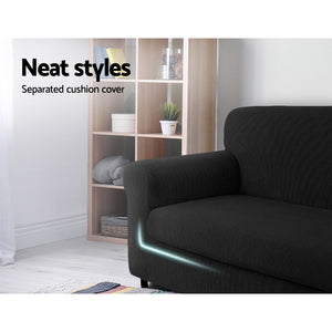 Artiss 2-piece Sofa Cover Elastic Stretch Couch Covers Protector 1 Steater Black