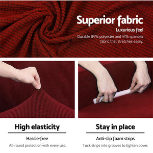 Artiss 2-piece Sofa Cover Elastic Stretch Couch Covers Protector 1 Steater Burgundy