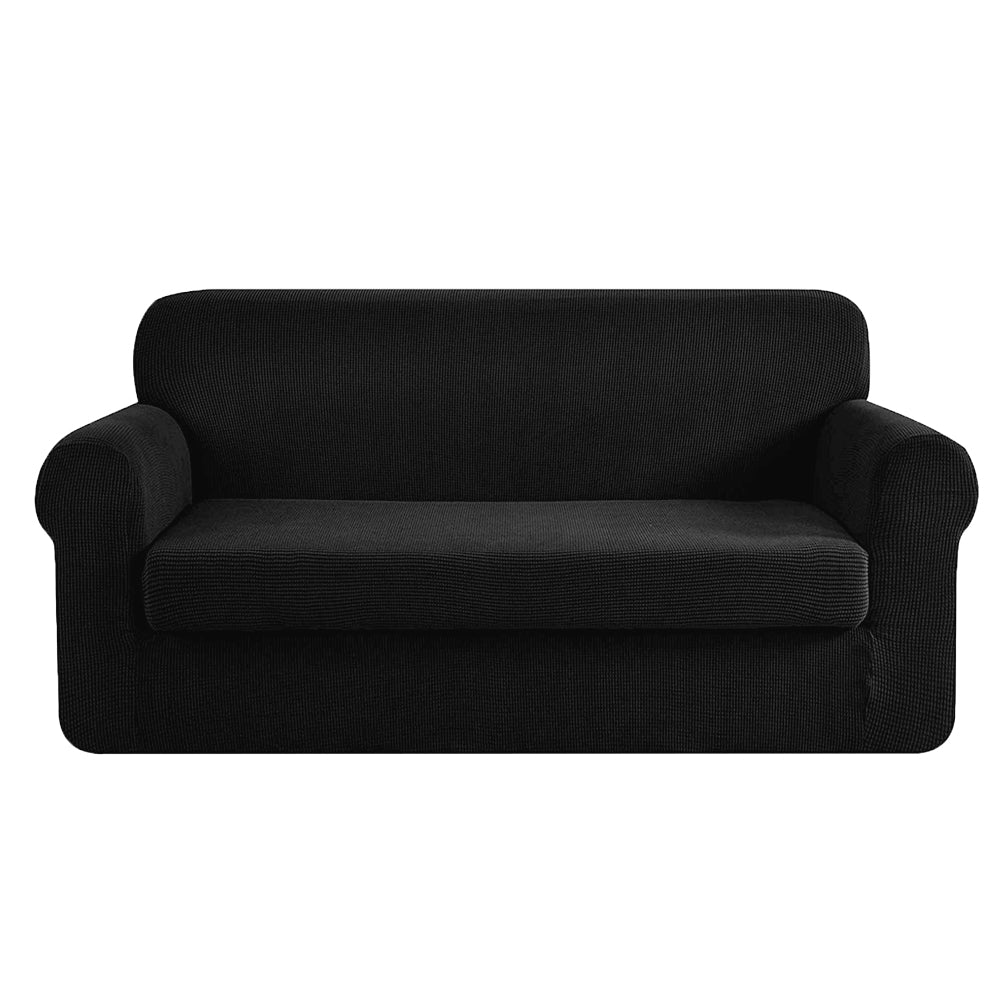 Artiss 2-piece Sofa Cover Elastic Stretch Couch Covers Protector 3 Steater Black