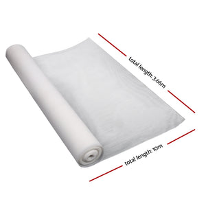 Instahut 3.66x10m 30% UV Shade Cloth Shadecloth Sail Garden Mesh Roll Outdoor White