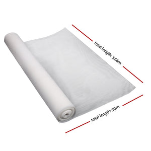 Instahut 3.66x30m 30% UV Shade Cloth Shadecloth Sail Garden Mesh Roll Outdoor White