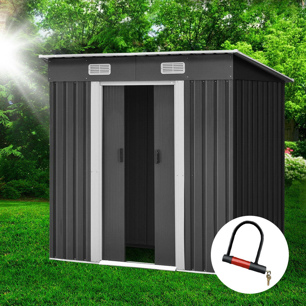 Giantz 1.94 x 1.21m metal Tool Shed - Grey