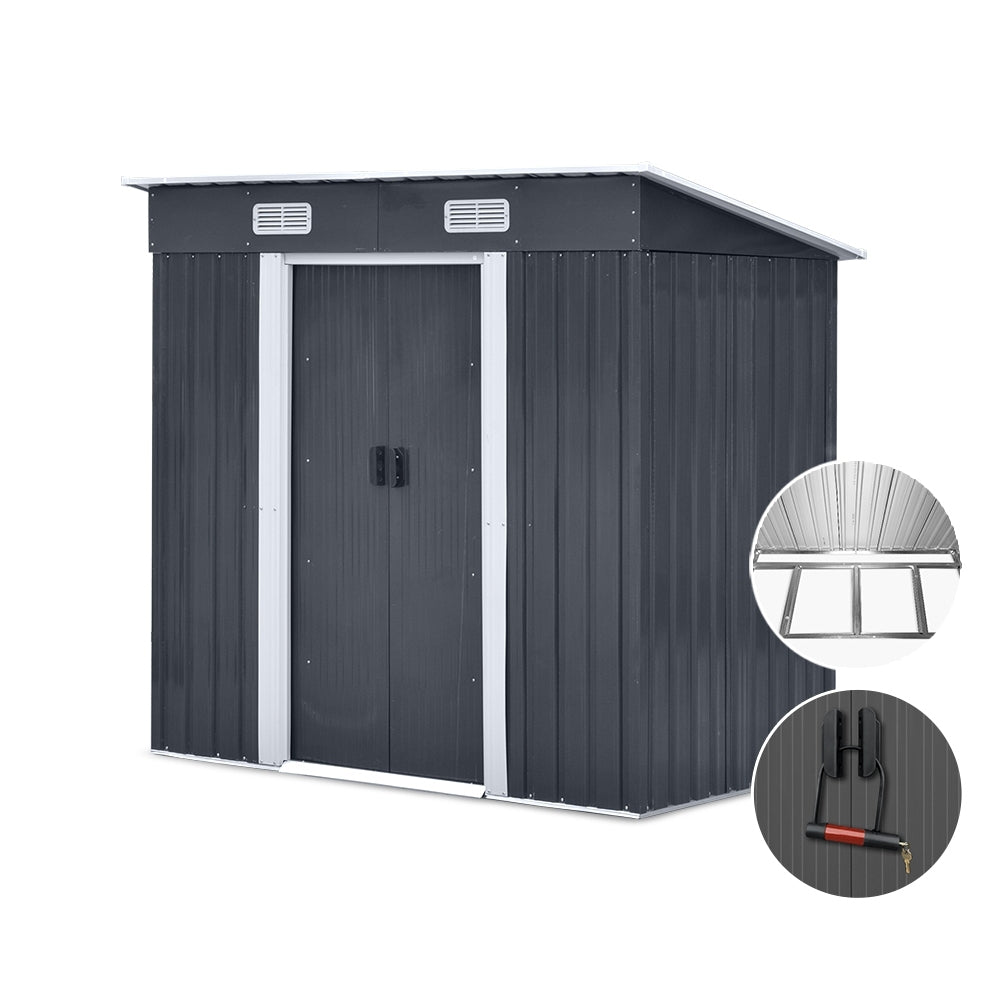 Giantz 1.94 x 1.21m metal Base Garden Shed - Grey