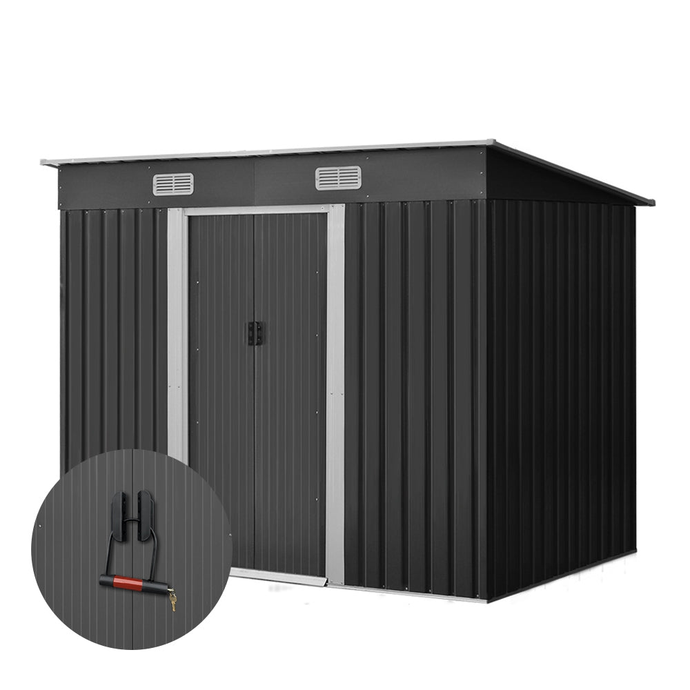 Giantz 2.38 x 1.31m Steel Garden Shed - Grey