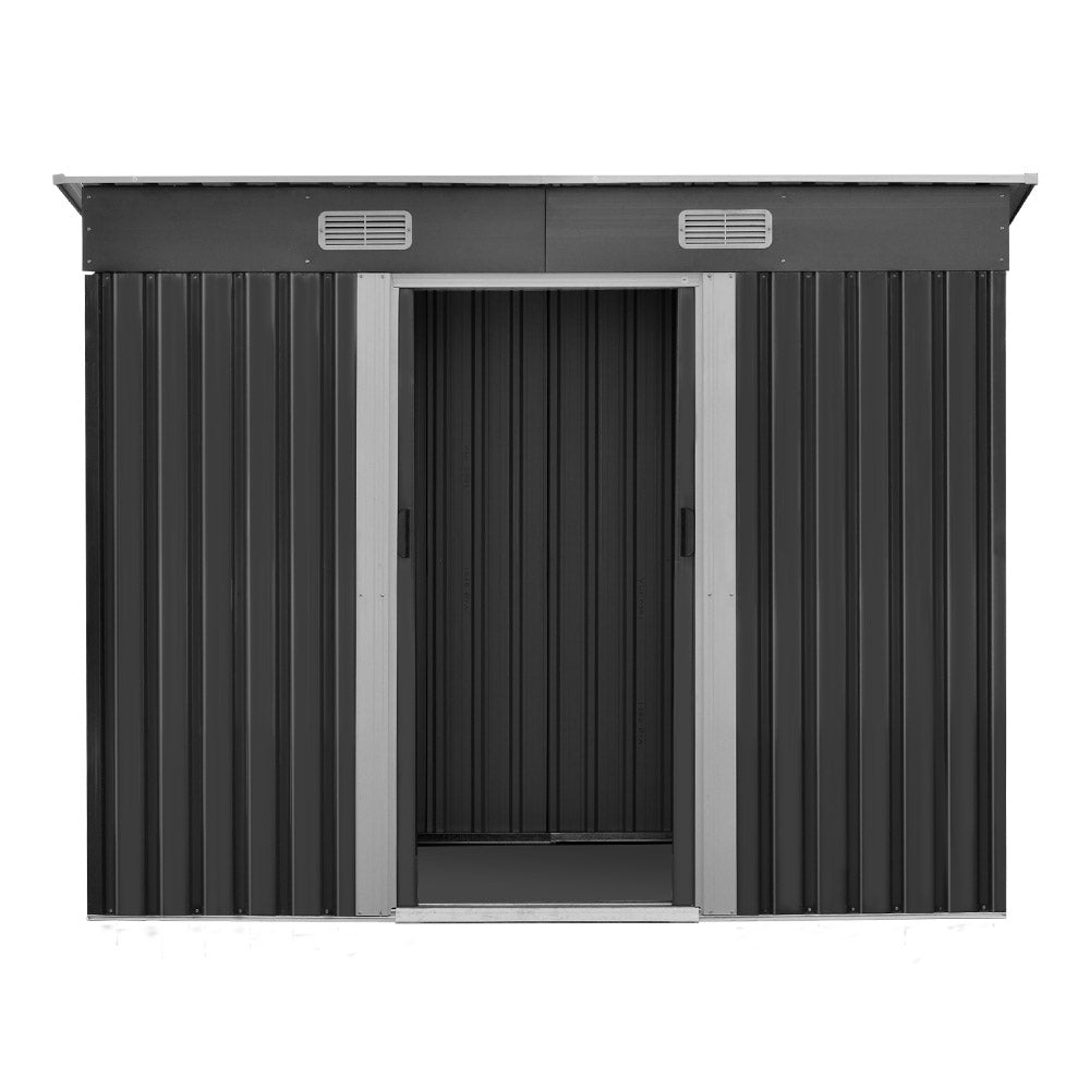 Giantz 2.38 x 1.31m Steel Garden Shed - Grey