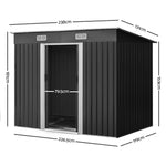 Giantz 2.38 x 1.31m Steel Base Garden Shed - Grey