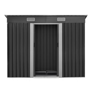 Giantz 2.38 x 1.31m Steel Base Garden Shed - Grey