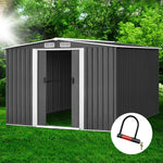 Giantz 2.57 x 3.12m Garden Shed with Roof - Grey