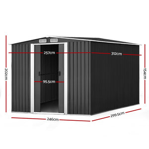 GIANTZ Garden Shed Workshop Shelter Metal with Roof 2.6x3.1x2M