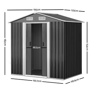 Giantz 1.25 x 1.95m Steel Garden Shed - Grey