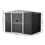 Giantz 2.05 x 2.57m Steel Garden Shed with Roof - Grey