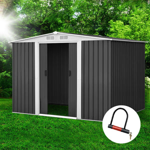 Giantz 2.05 x 2.57m Steel Garden Shed with Roof - Grey