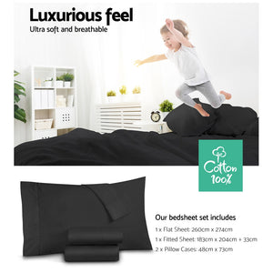 Giselle Bedding King Size 1000TC Bedsheet Set - Black