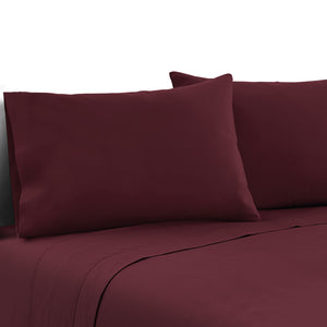 Giselle Bedding Double Burgundy 4pcs Bed Sheet Set Pillowcase Flat Sheet