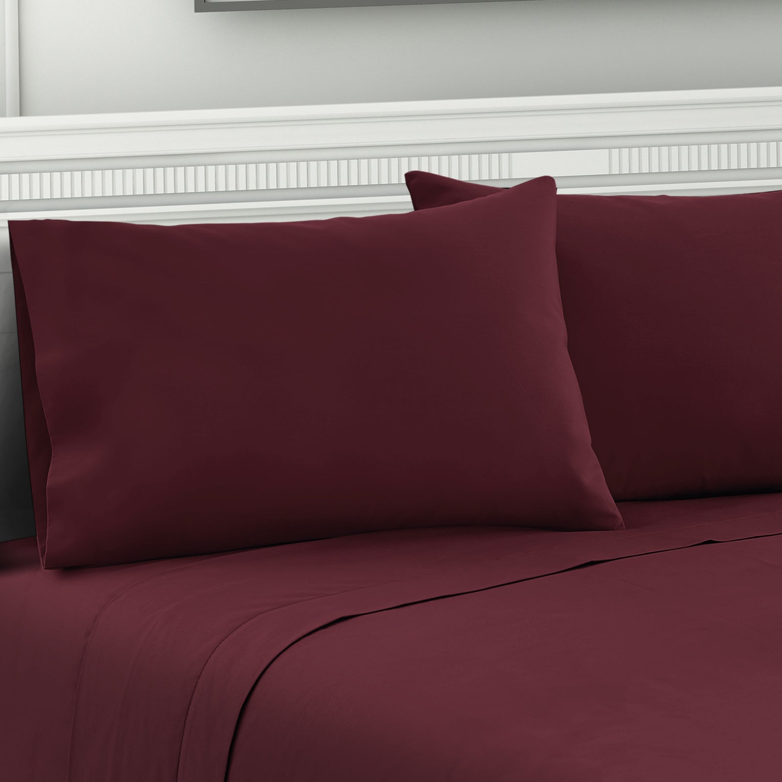 Giselle Bedding Double Burgundy 4pcs Bed Sheet Set Pillowcase Flat Sheet