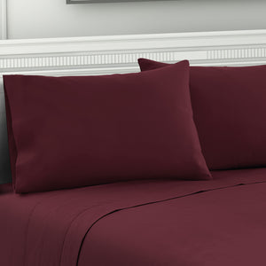 Giselle Bedding Double Burgundy 4pcs Bed Sheet Set Pillowcase Flat Sheet