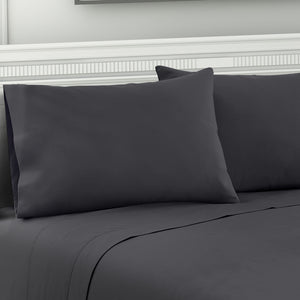 Giselle Bedding Double Charcoal 4pcs Bed Sheet Set Pillowcase Flat Sheet