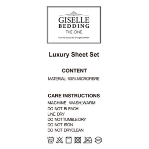 Giselle Bedding King Charcoal 4pcs Bed Sheet Set Pillowcase Flat Sheet