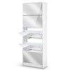 Artiss 5 Drawer Mirrored Wooden Shoe Cabinet - White