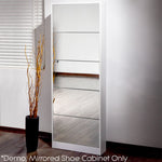 Artiss 5 Drawer Mirrored Wooden Shoe Cabinet - White