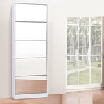 Artiss 5 Drawer Mirrored Wooden Shoe Cabinet - White