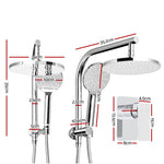 WELS Round 9 inch Rain Shower Head and Mixer Set Bathroom Handheld Spray Bracket Rail Chrome