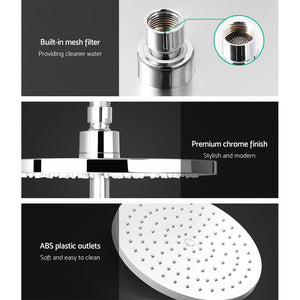 WELS Round 9 inch Rain Shower Head and Mixer Set Bathroom Handheld Spray Bracket Rail Chrome