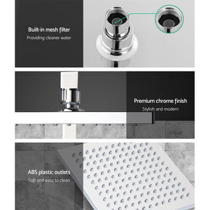 WELS 8" Rain Shower Head Set Square Dual Heads Faucet High Pressure Hand Held