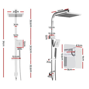 WELS 8" Rain Shower Head Set Square Dual Heads Mixer Hand Held High Pressure