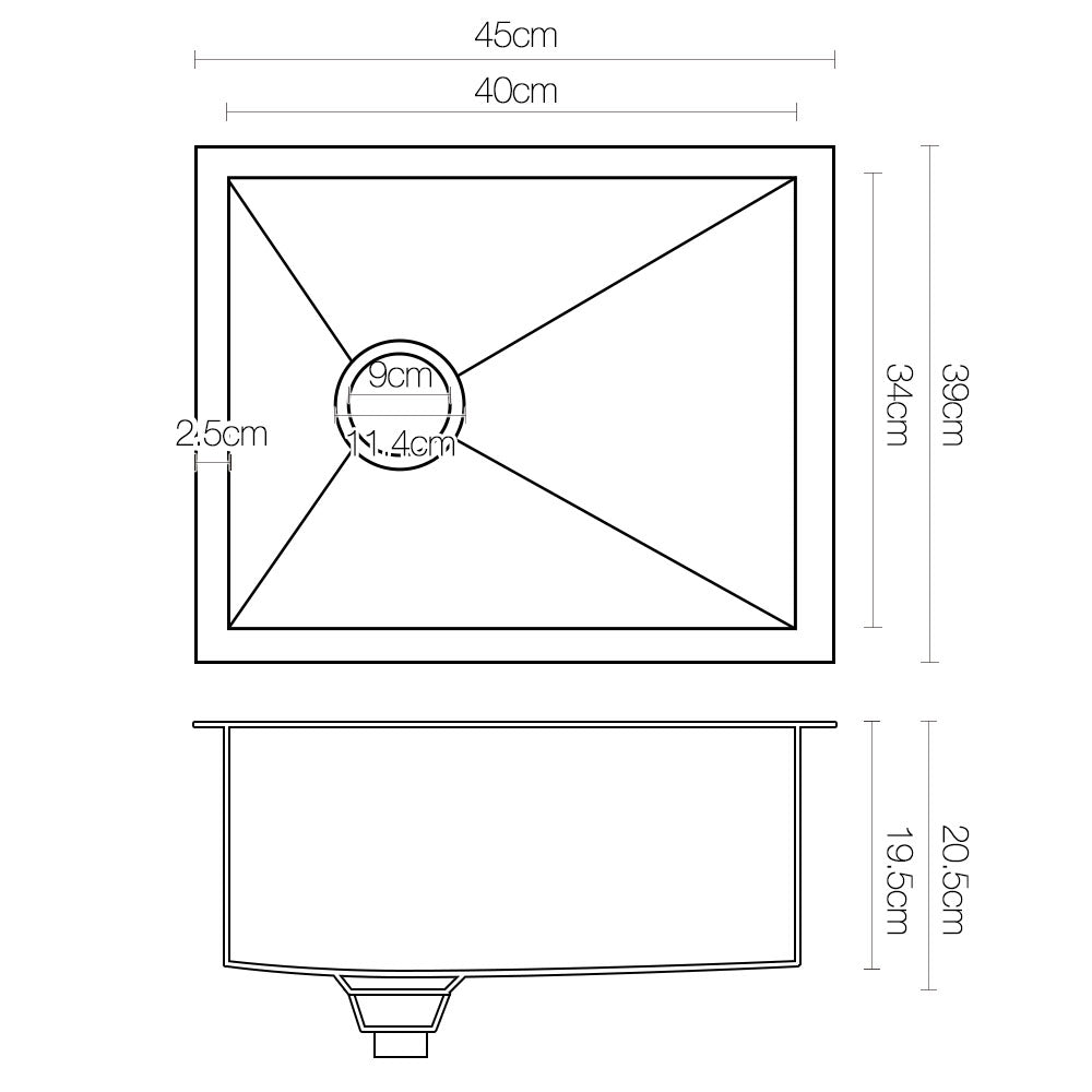 Cefito 390 x 450mm Stainless Steel Sink