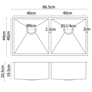 Cefito 865 x 440mm Stainless Steel Sink