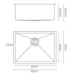 Cefito 600 x 450mm Stainless Steel Sink - Black