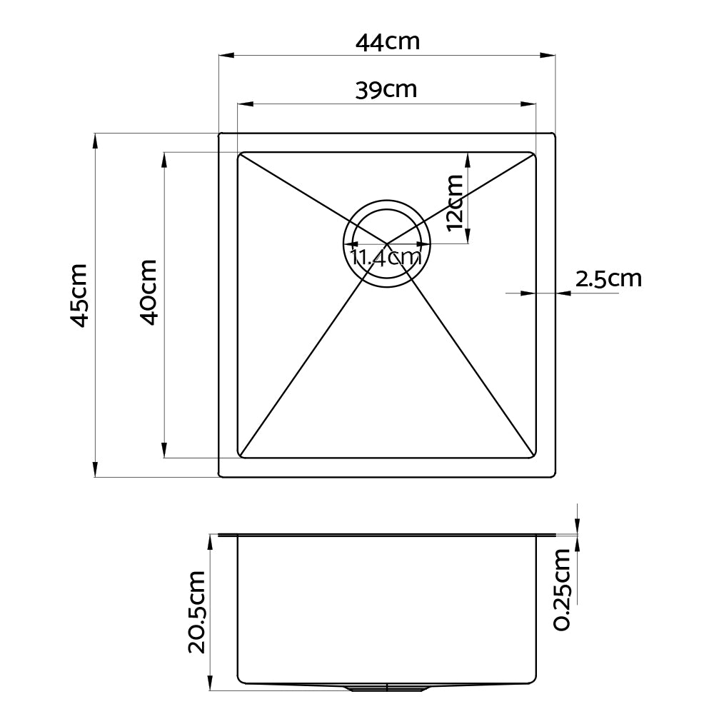 Cefito 440x450mm Stainless Steel Kitchen Laundry Sink Single Bowl Nano Silver