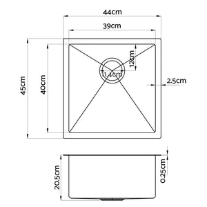 Cefito 440x450mm Stainless Steel Kitchen Laundry Sink Single Bowl Nano Silver