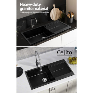 Cefito Kitchen Sink Granite Stone Laudry Single Bowl Top or Undermount 1000x500mm