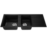 Cefito 1160 x 500mm Granite Stone Double Sink - Black