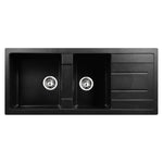 Cefito 1160 x 500mm Granite Stone Double Sink - Black