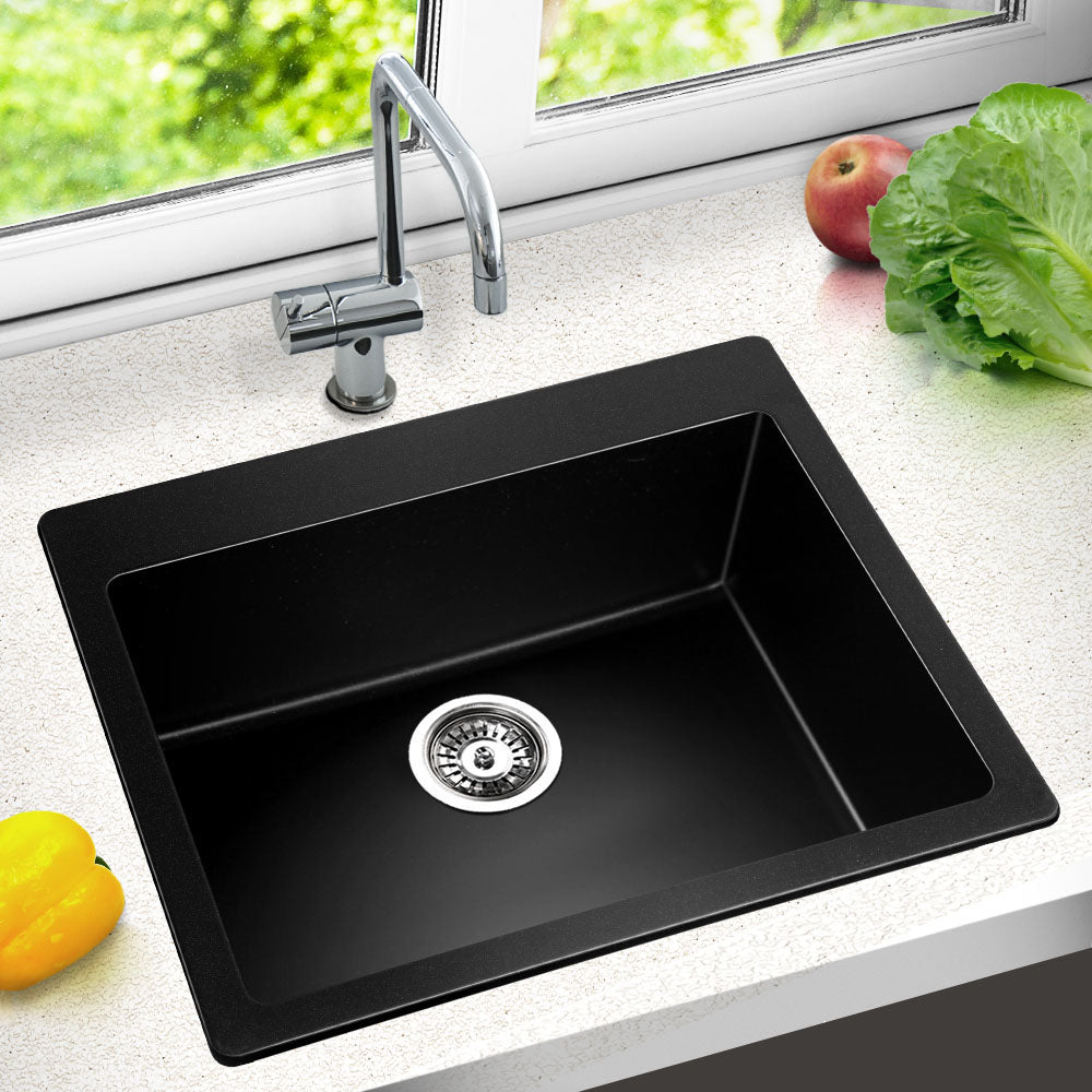 Cefito 570 x 500mm Granite Stone Sink - Black