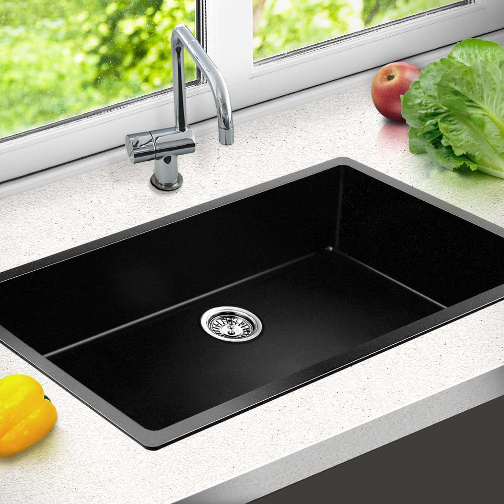 Cefito 790 x 450mm Granite Stone Sink - Black