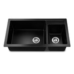 Cefito 860 x 500mm Granite Stone Double Sink - Black