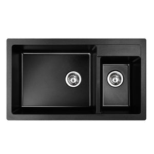 Cefito 860 x 500mm Granite Stone Double Sink - Black