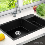 Cefito 860 x 500mm Granite Stone Double Sink - Black