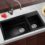 Cefito 860 x 500mm Granite Stone Double Sink - Black