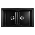 Cefito 860 x 500mm Granite Stone Double Sink - Black